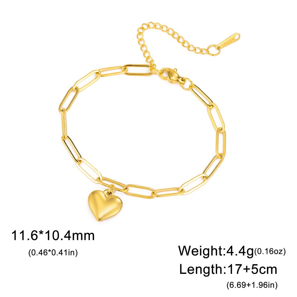 Heart Beads Charm Bracelet Stainless Steel Gold Double Layer Chain Bracelets Trendy Women Jewelry Mother's Day Gift