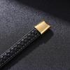 Men's Multi-layer Leather and Gold Stainless Steel Punk Bracelet