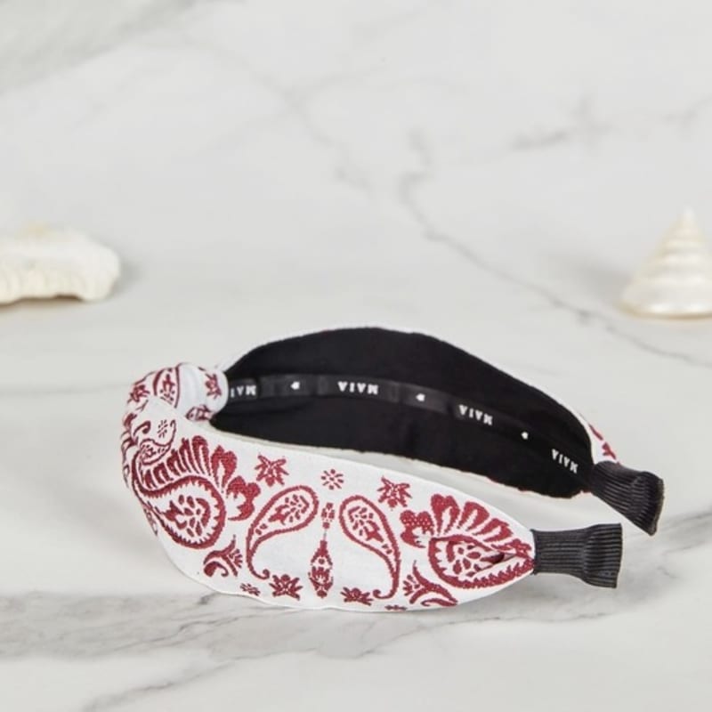 MAIA Paisley Hairband - Knotted Wine