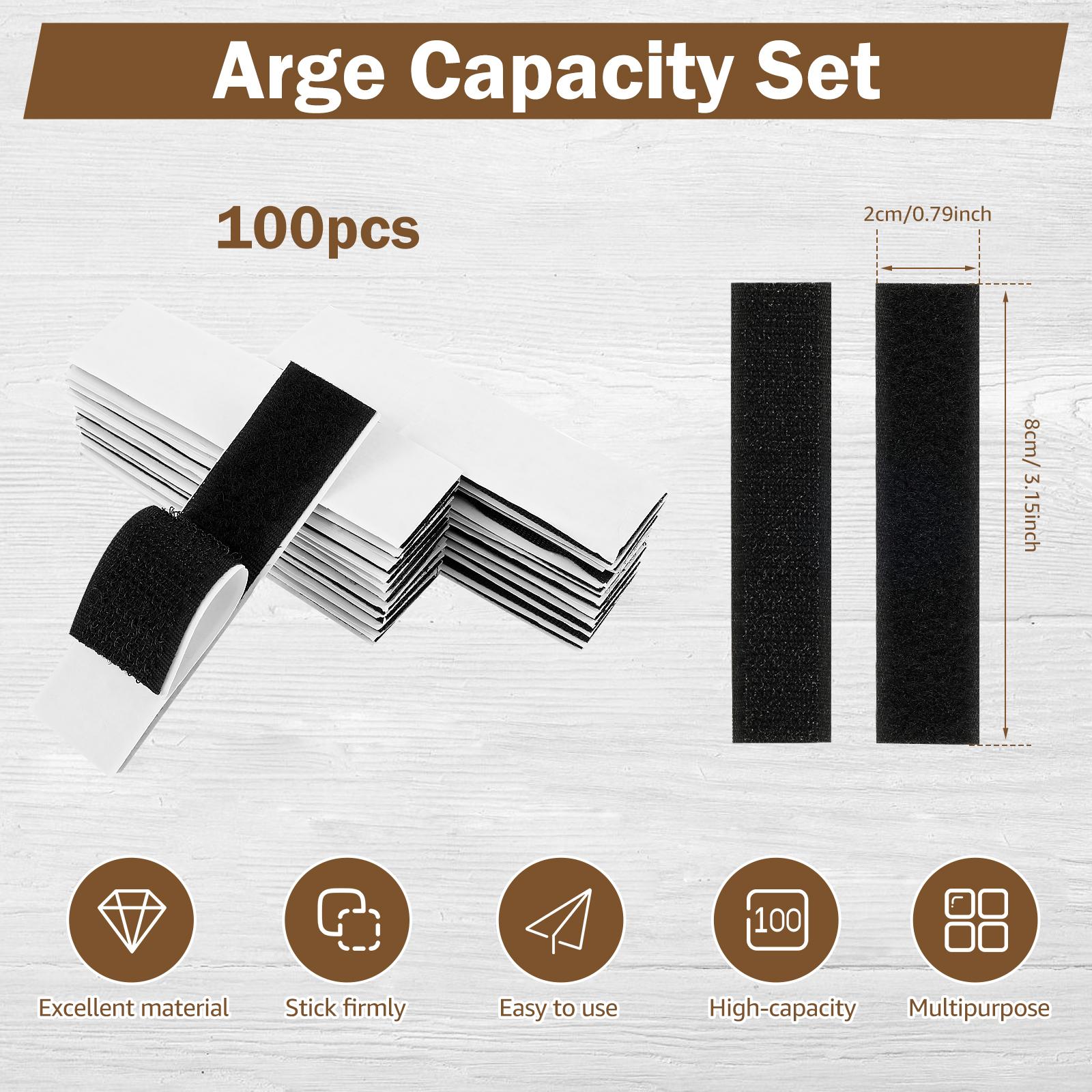 

Набор липучек 100 шт. 2x10 см Квадратные крючки на клейкой основе Лента-петля Застежка на спинке Монтажная лента для подвешивания на стену 100pcs