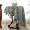Vintage Chenille Jacquard Round Table Cover Floral European Home Decor with Tassels for Dining Coffee Party Wedding