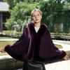 Autumn and Winter New Thick Knitted Cloak Cheongsam Solid Color Versatile Wool Shawl Warm Evening Dress Outer Cloak