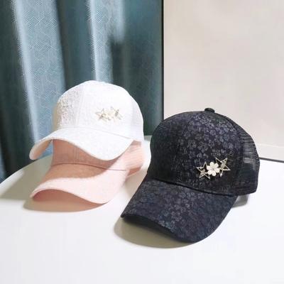 Elegant Floral Lace Baseball Cap for Women - Soft, Breathable & Adjustable Dad Hat with Rhinestone Accents - Perfect for Casual Attire & Gifting
