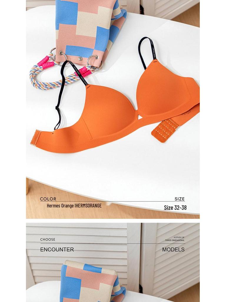 Seamless Push-Up Wire-Free Bra for Small Busts: Side Support, Anti-Sag, Sexy Thin Straps, Comfortable Fit