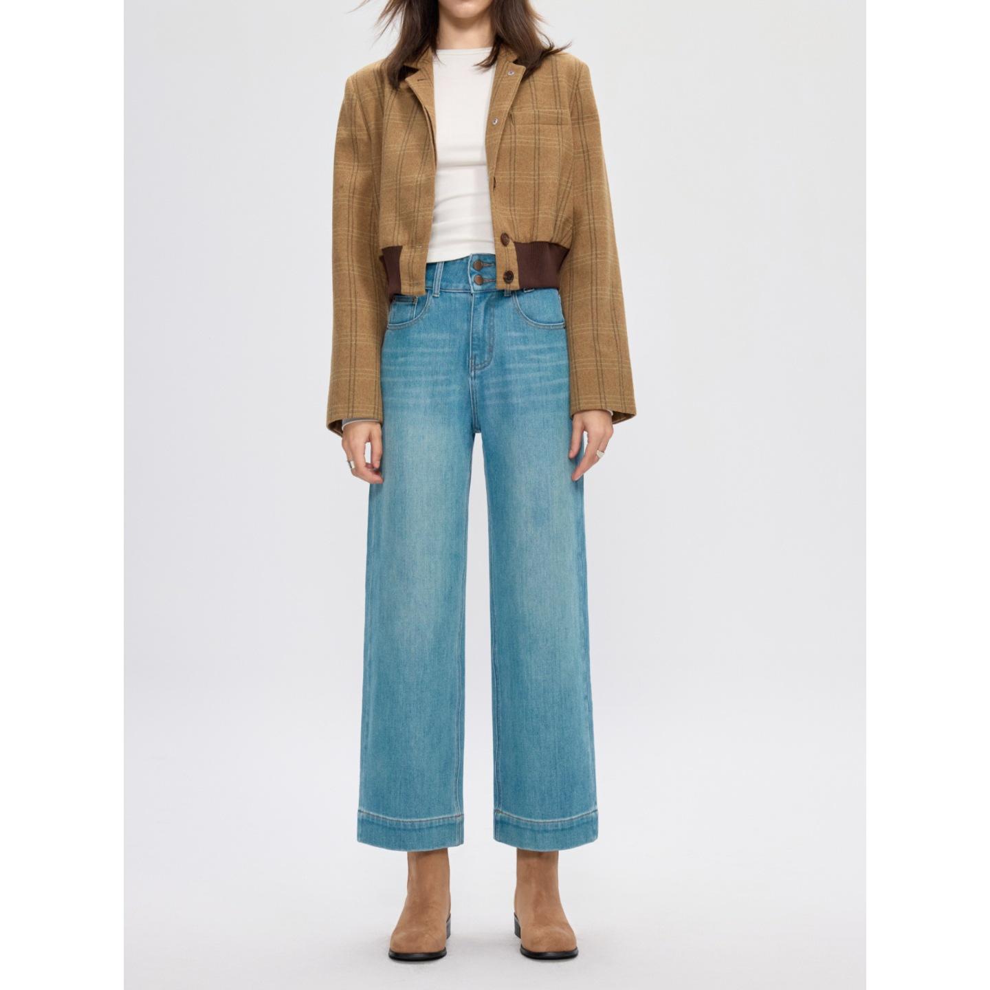 

High-Quality 2026 Jade Green High Waist Wide Leg Jeans for Women 29