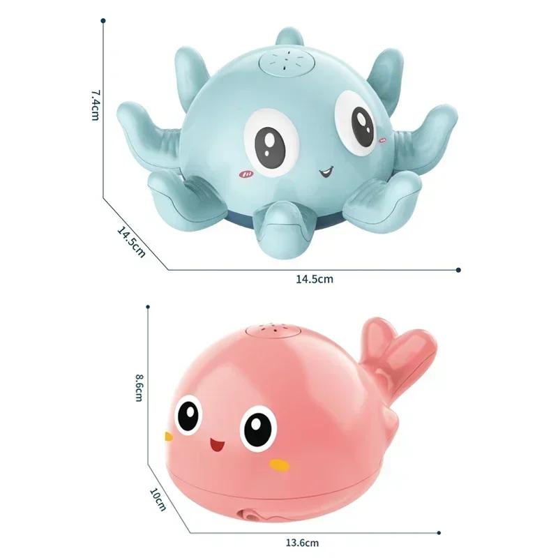 Non-Toxic Baby Bath Toys Electric Octopus Spray Water Shower Bathing Toys For Kids Whale Bath Ball With Light Music Led Light Bathtub Toys