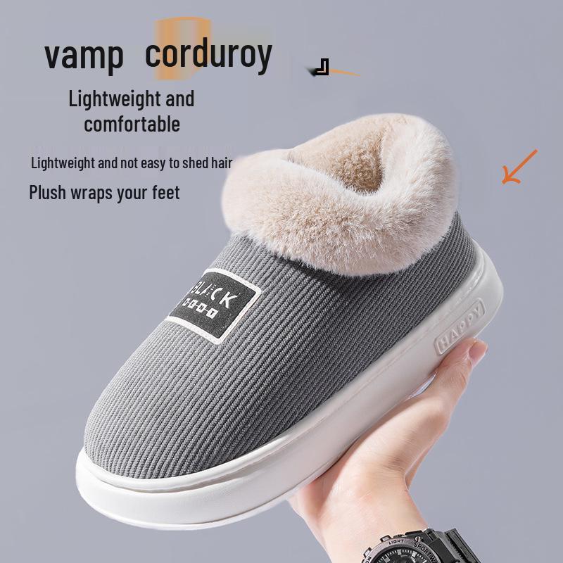 Men's High-Top Winter Warm Non-Slip Cotton Slippers with Thick Soles for Indoor/Outdoor Use.