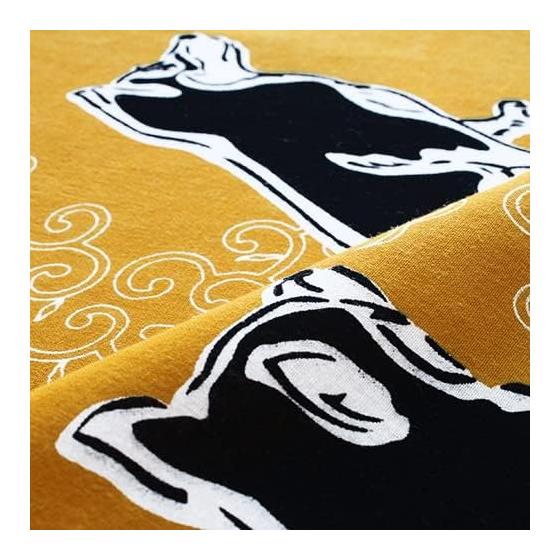 Somen Anbo Tenugui Tenugui Karusa Sanpomichi Mustard Yellow Genuine Dye 100% Cotton Tokuoka Made in Japan 35cm x 100cm Shiba Inu Model Japanese Dog