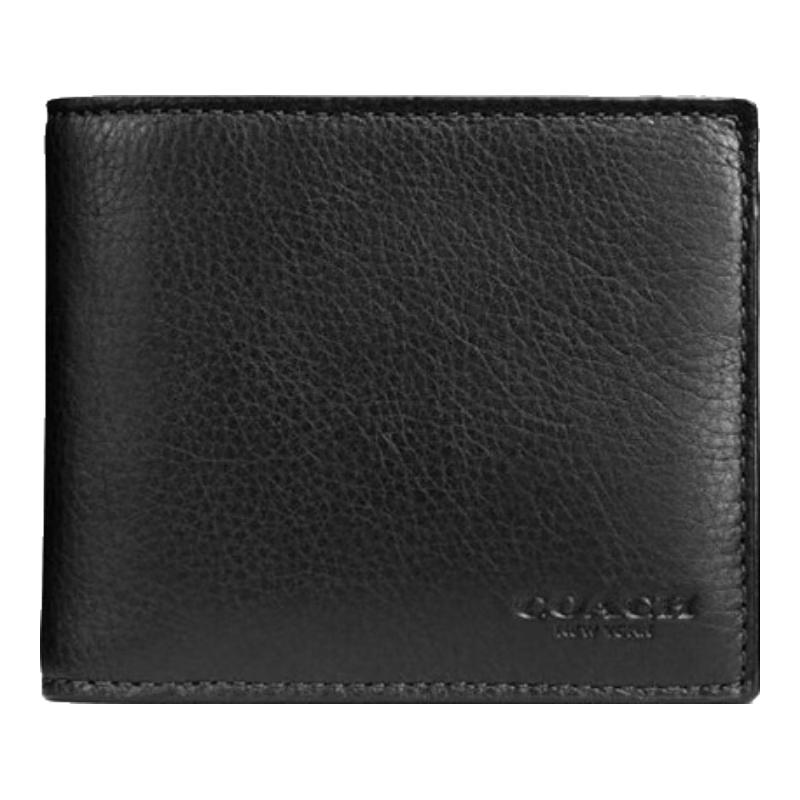 COACH Мужской кожаный кошелек бифолд CR911 с отделениями для карт - Черный