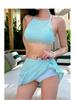 2025 Korean Sweet Backless Knit Dress: Tie-Up Beach Sexy Split Swimsuit for Women