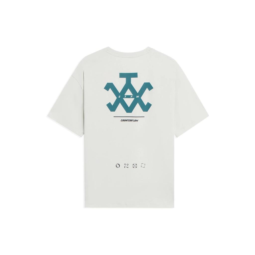 Li-Ning Sports Life Series Letter Print Loose Short Sleeve T-Shirt Unisex Tops Aqua-Grey AHSSB85-1