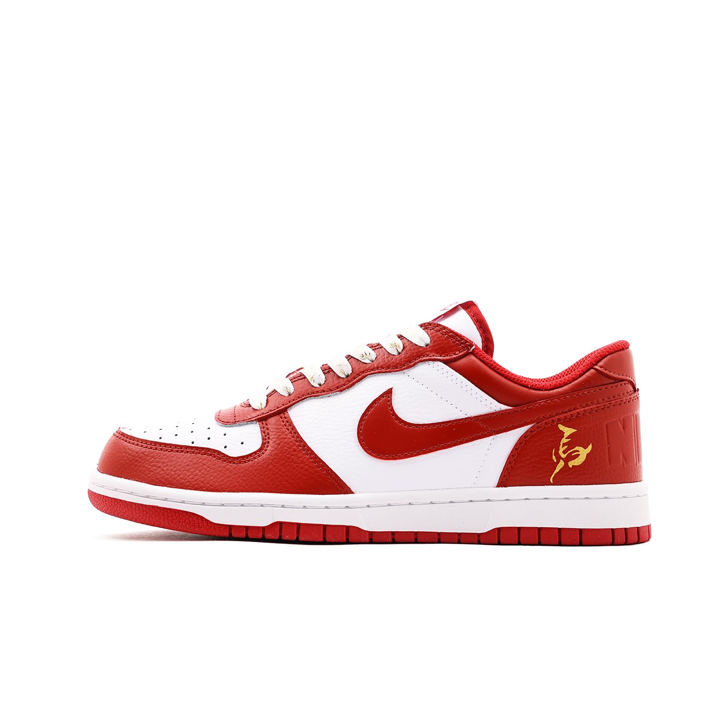 

Nike Big Cushioning Coverage Slip Resistant Low top Skateboard Shoes Unisex White Red 355152-150(Team59-) 39