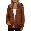 Women's Fashionable Loose Fleece Hooded Casual Cardigan With Zipper Sweatshirt