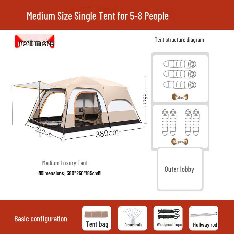 Tenda Portatile Lupo Artico: Due Stanze e Un Salone con Protezione Sole e Pioggia per il Campeggio