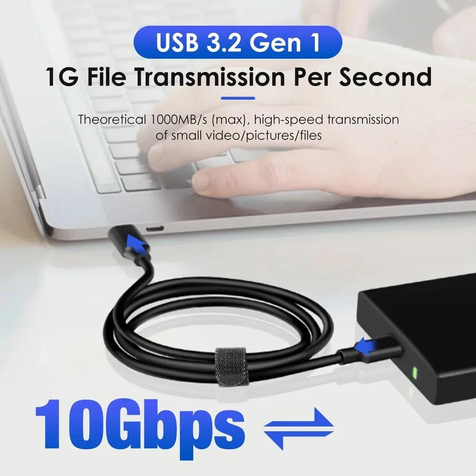 USB3.2 10Gbps Kabel typu C USB A na typ C 3.2 Přenos dat USB C SSD Kabel pro pevný disk PD 60W 3A Rychlé nabíjení 3.0 Nabíjecí kabel