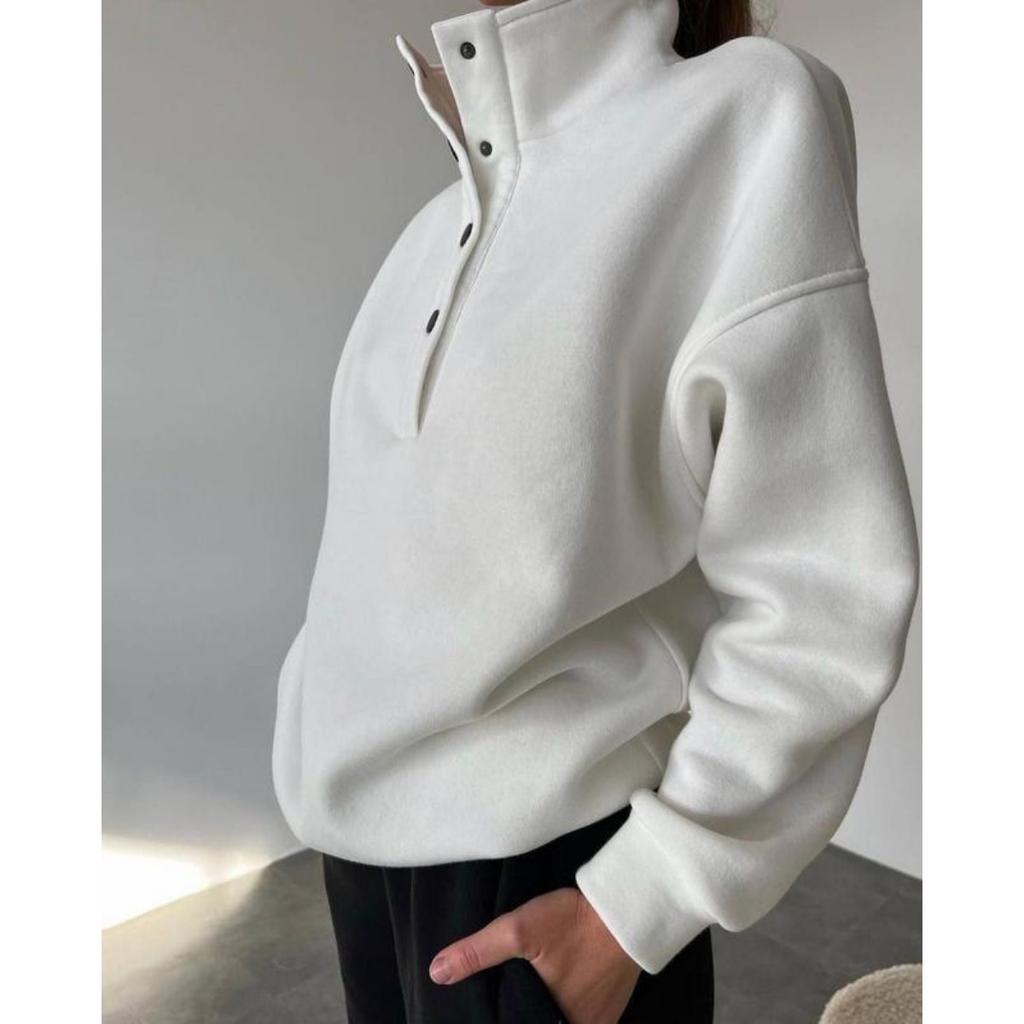 Spring and Autumn Women's Fashion Button Up Collar Hoodie Loose Pants, Hoodie Set