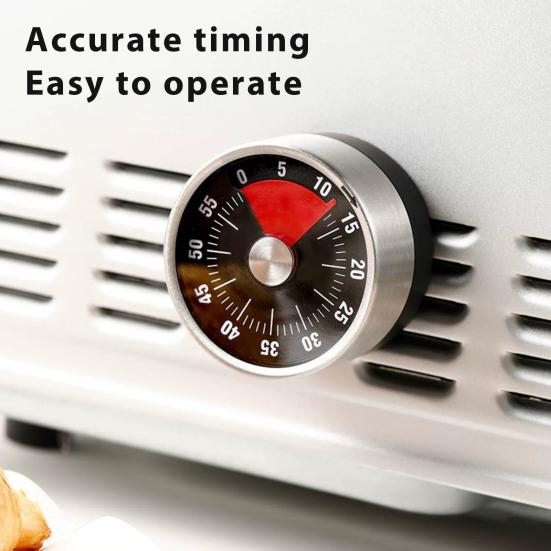 Magnetyczny Wizualny Minutnik Kuchenny Mechaniczny Zegar Odliczający Stal Nierdzewna Głośny Alarm do Gotowania Pieczenia Nauki Łatwy do Odczytania Cyferblat 0-60