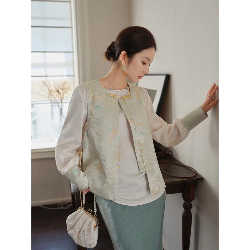 JK&JS Chinese Style Jacquard Frog Button Vest