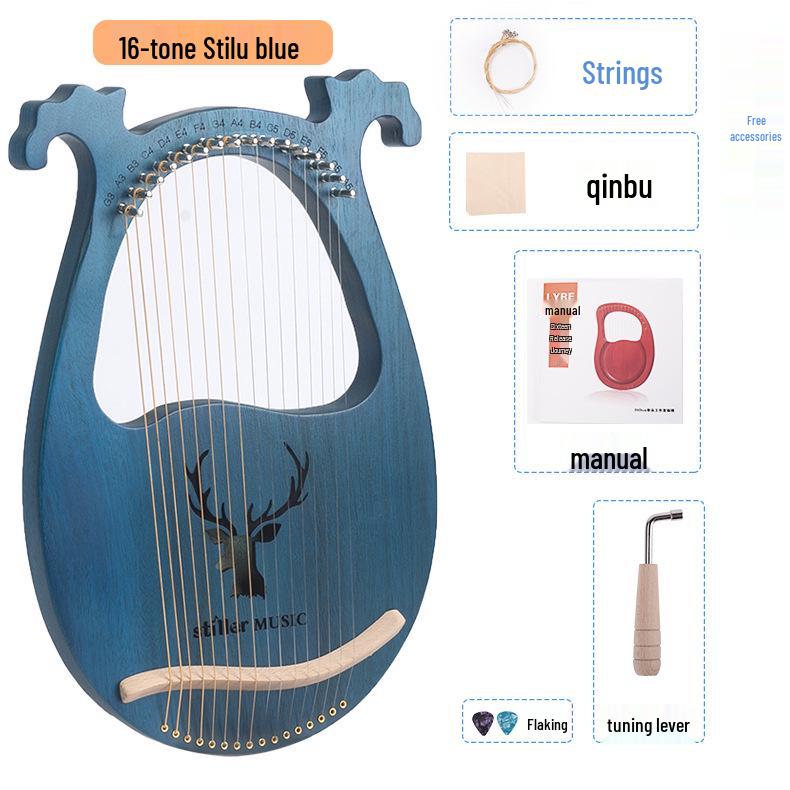 

Antler Style 16-String Lyre Harp: Portable 16-Tone Musical Instrument