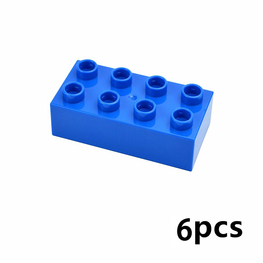 6Pcs 2x4 Dots Big Size Brick Thick Building Blocks 2*4 Classic Educational Part Accessories MOC Compatible Large Toy Kid Duploes
