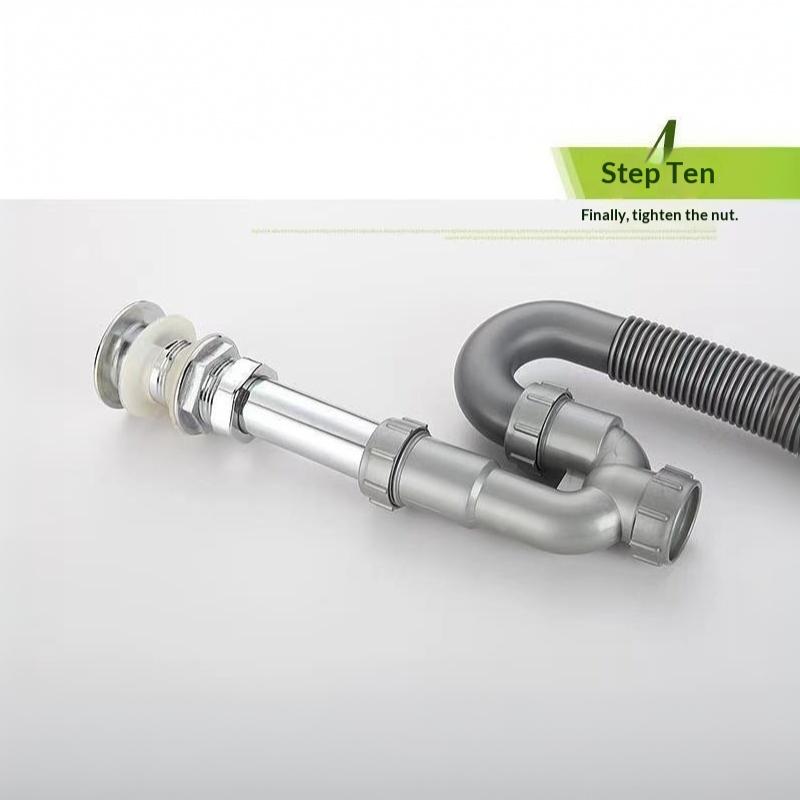 Lavatory Sink Drain Flexible S-Trap Hose PP Anti-Odor Extended Leakproof Fitting for Kitchen Bathroom Plumbing Repair