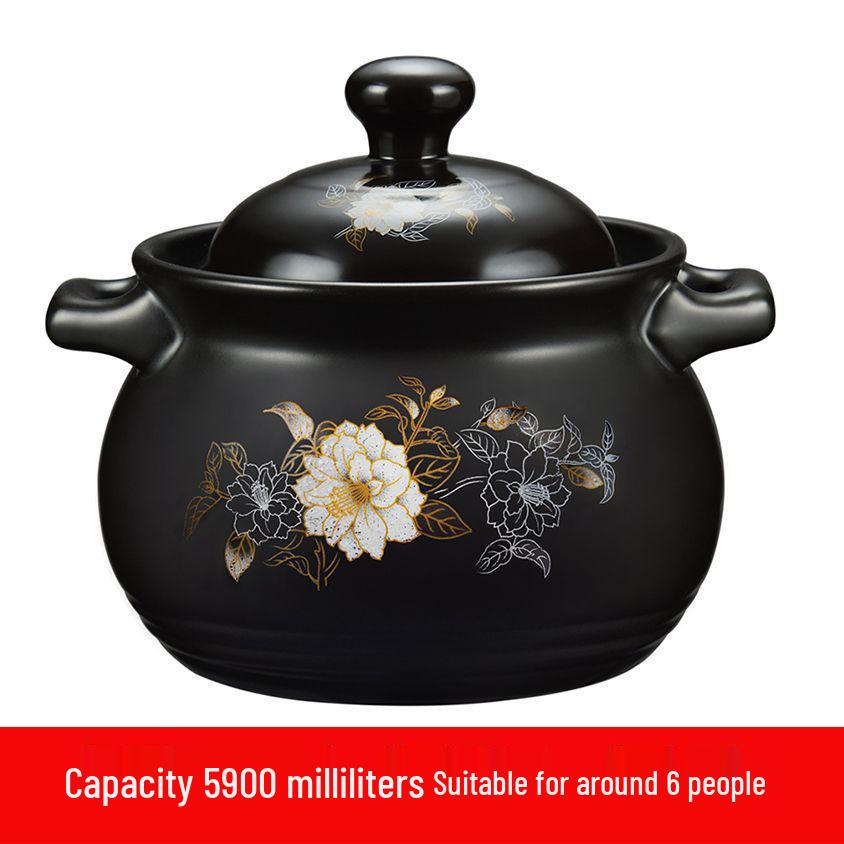 High-Temperature Resistant Large Capacity Ceramic Casserole and Soup Pot for Gas Flame