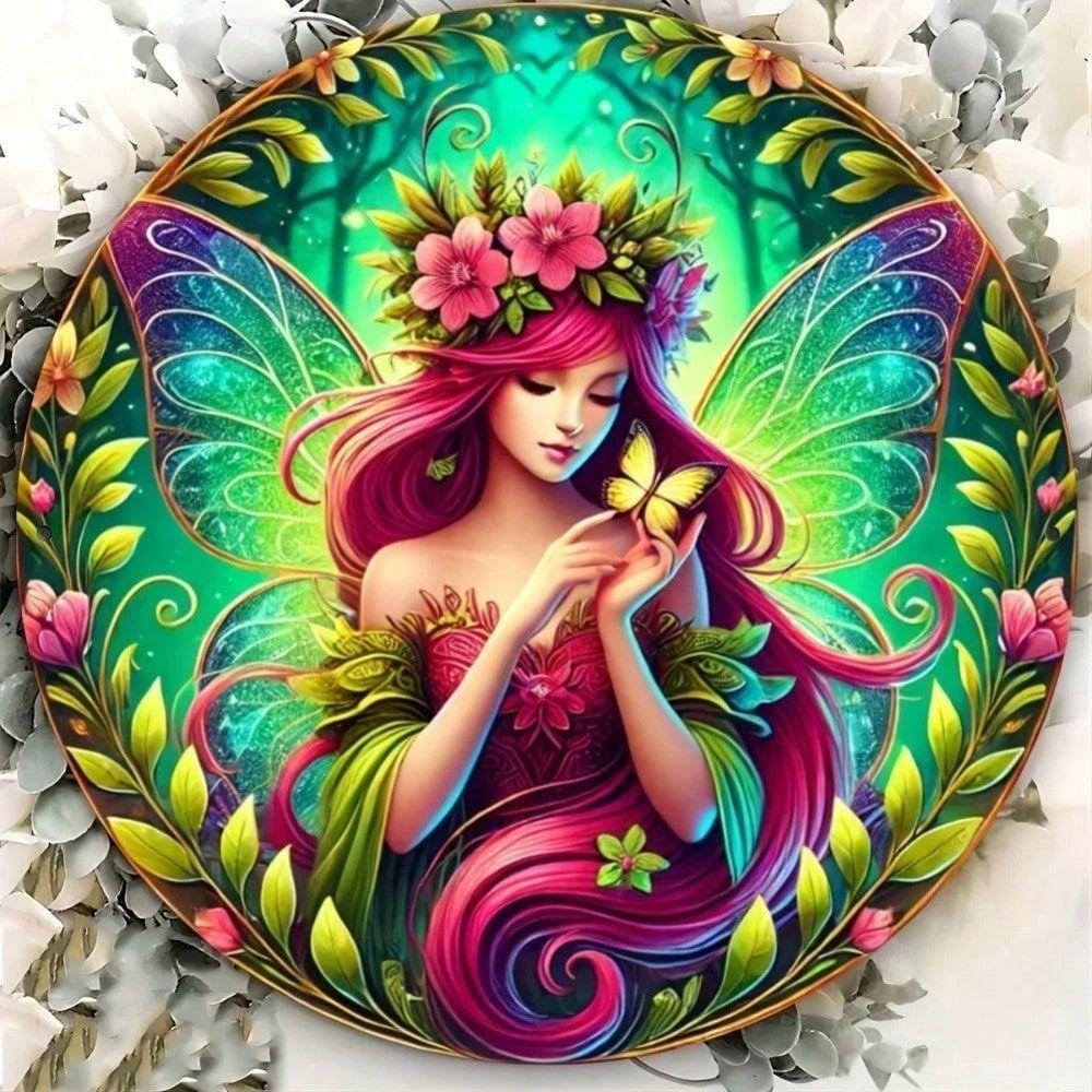 Metal Poster Wall Art, Forest Butterfly Aluminum Sign, Living Room Home Decor
