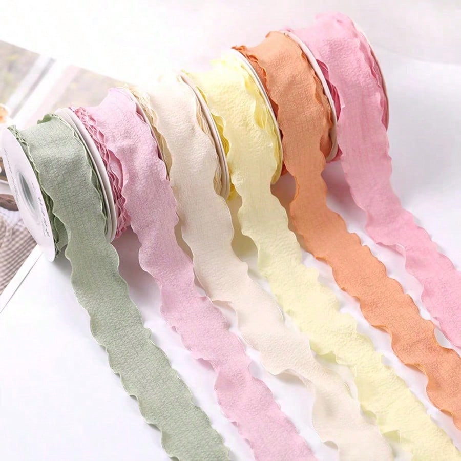 10 Yards/Roll 0.98inch Ruffle Lace Pleated Ribbon, Flower Bouquet Cake Packaging Ribbon, DIY Handmade Materials