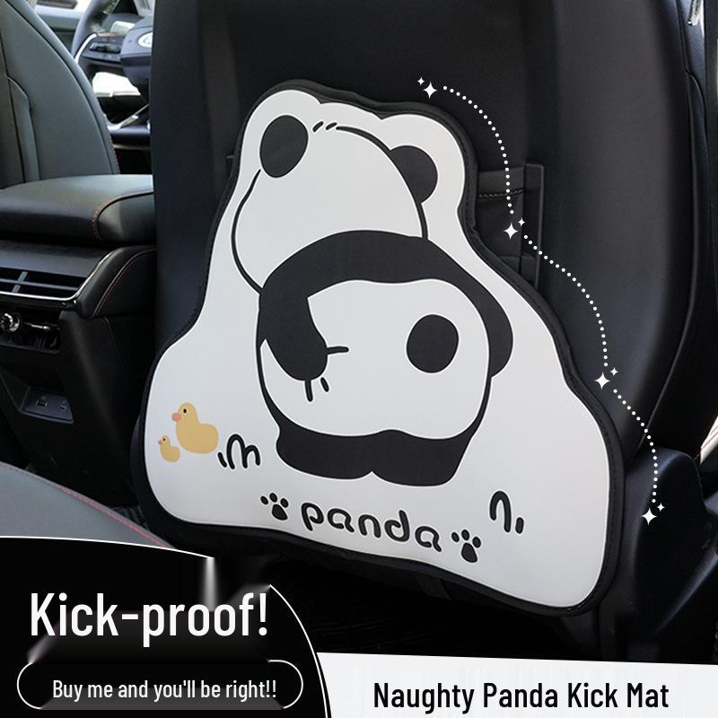 Panda Car Organizer: Multifunctional Hanging Storage, Cute Cartoon Interior Protective Pad