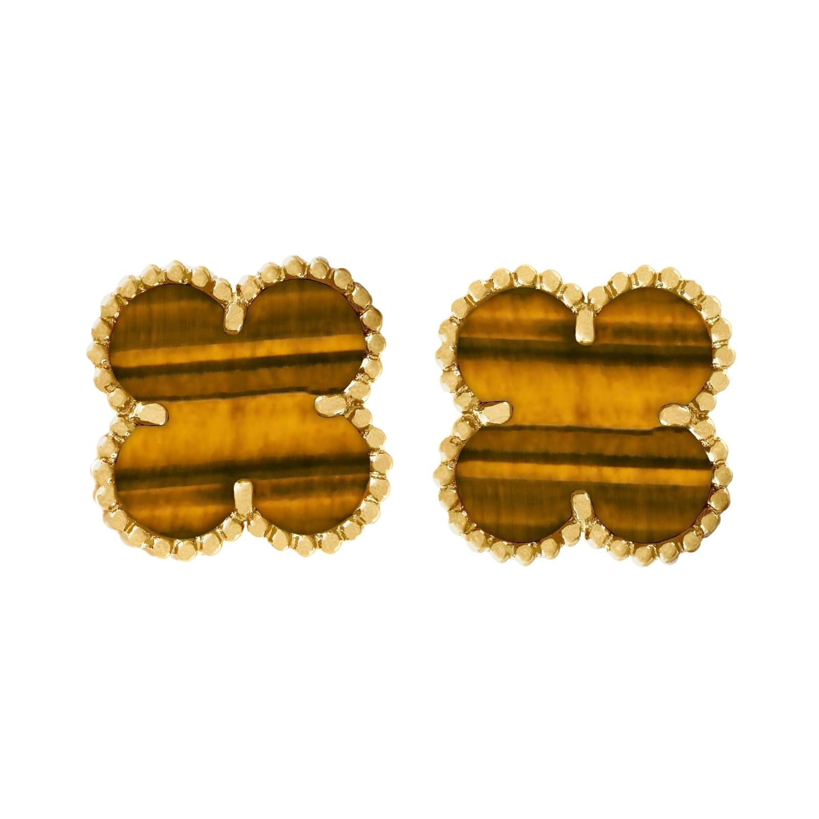 

Clover Earrings 18K White Black Gold Earrings for Women x Yellow (Tiger Gold)