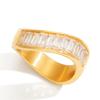 Yori White Square Cubic Zirconia Wave Ring 18k Gold Color Pvd Plated Stainless Steel Fashion Finger Jewelry Accessories Gift
