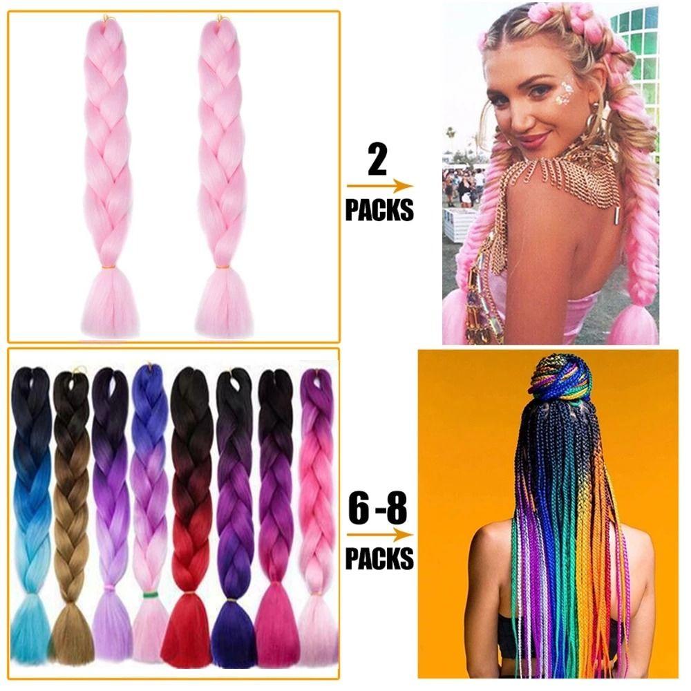 Ombre Jumbo Zopf 24 Zoll Damen DIY Haarzöpfe Neue Flecht Haarverlängerung Damen