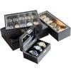 Large Capacity Carbon Fiber Watch Display Box with Transparent Skylight