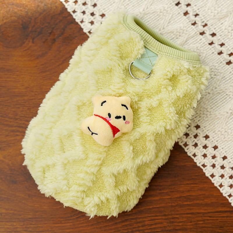 Winter Warm Pet Vest Cats Small Dogs - Cute Cartoon Style Fleece Lined Cozy Outfit In Multiple Colors
