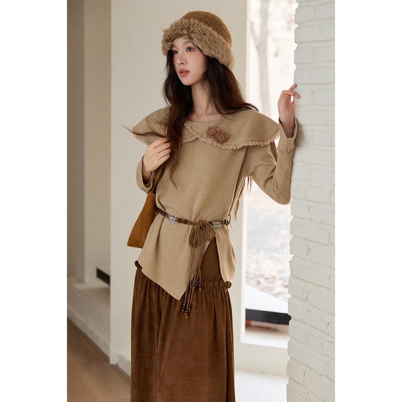 Mixiu Retro Ruffled Collar Knit Sweater S