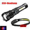 100000LM High Strong Power Led Flashlights Tactical Emergency Zoom Spotlights Built-in Battery USB Rechargeable Camping Torch