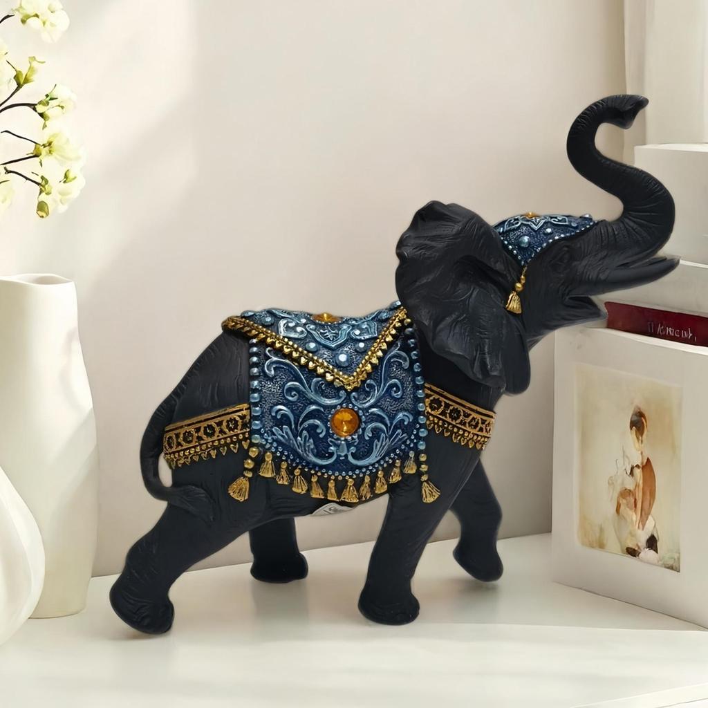 Elephant Figurine Sculpture Resin Aesthetic Cute Elephant Statue Collectible Figurines For Desk Decor Indoor Living Room