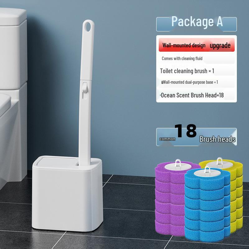 Wall-Mounted Disposable Toilet Brush Set for Bathroom Cleaning