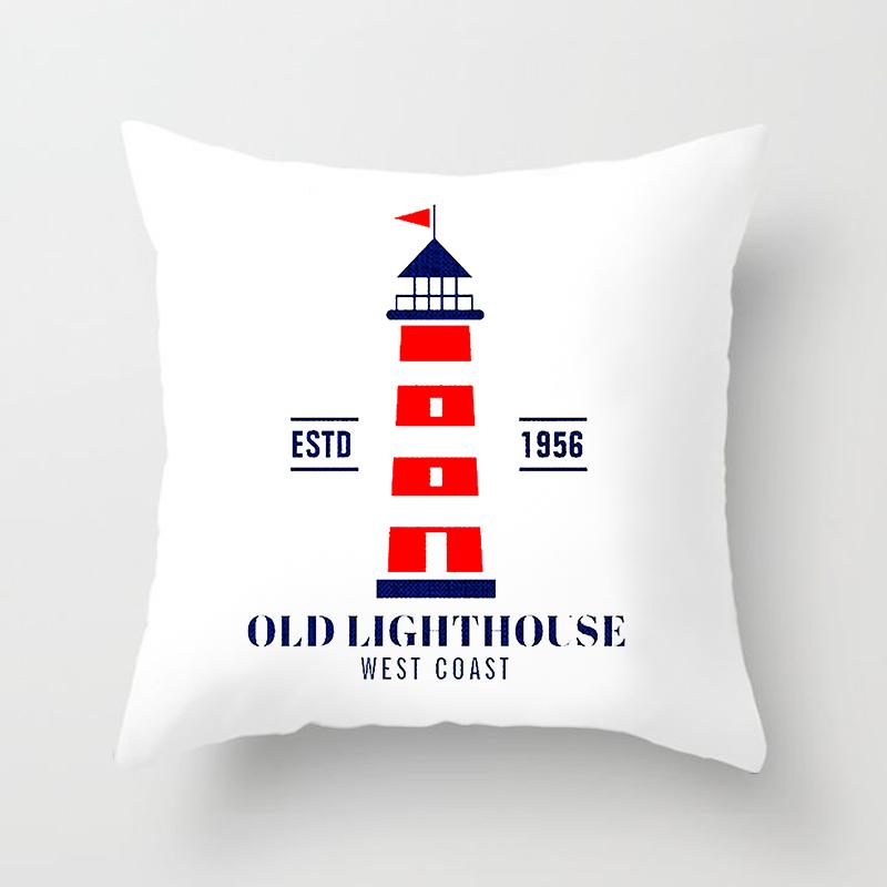 Compass Anchor Pillowcase Blue Home Decor Mediterranean Cushion Cover Car Sofa Office Decor Accessories Pillowcase