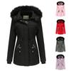Women's Hooded Plus Velvet Corduroy Coat Ladies Winter Cotton Coat Thickened Mid-length Warm Jacket