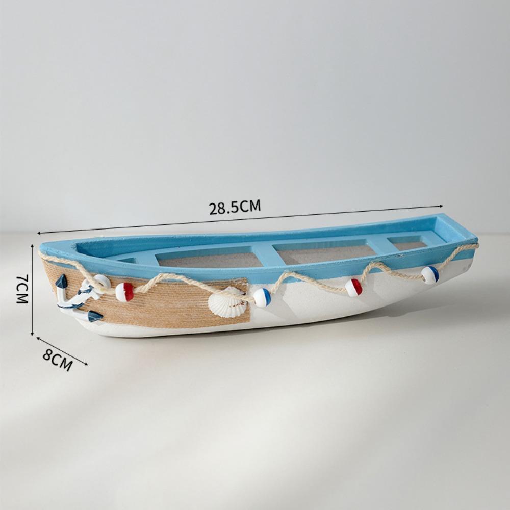 Model Crafts Wooden Boat Ornaments Simulation Marine Style Ship Statue Chic Mediterranean Styles Boat Figurine Home Decoration