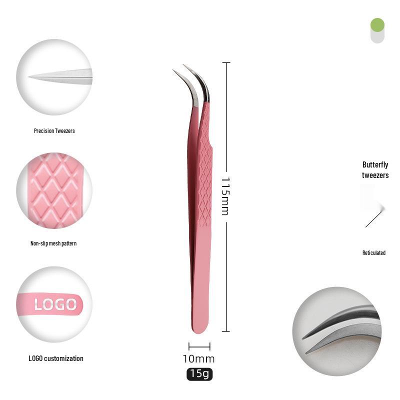 Golden Feather Stainless Steel Eyelash Tweezers for Grafting and Extensions