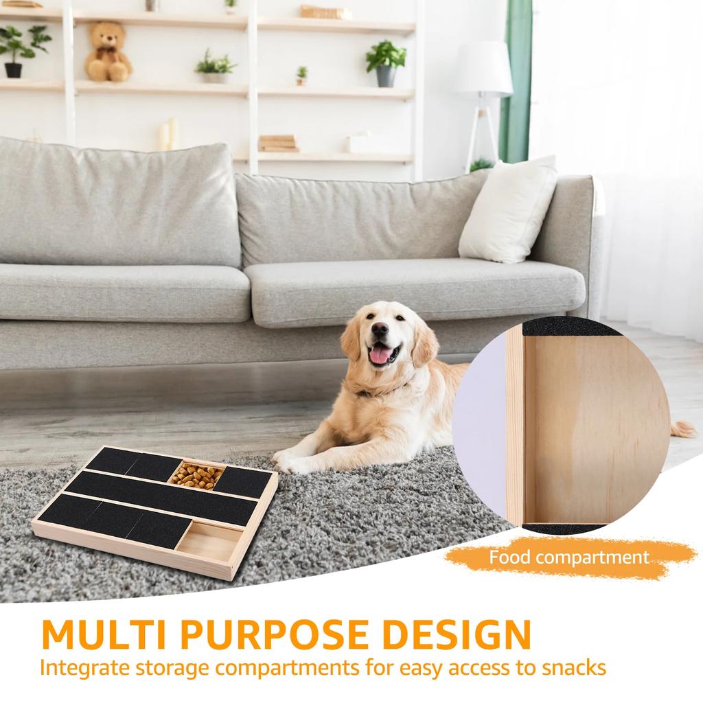 Dog Nail Scratching Board 3/6 Grids Wood Dog Nail File Toy with Snack Box Multipurpose Puppy Claw Grooming Tool Dog Scratch Pad