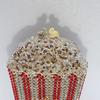Popcorn White Clear/Red Evening Clutch Bag Wedding Purse Handmade Dazzling Women Shoulder Chain Handbags Party Cocktail Clutches