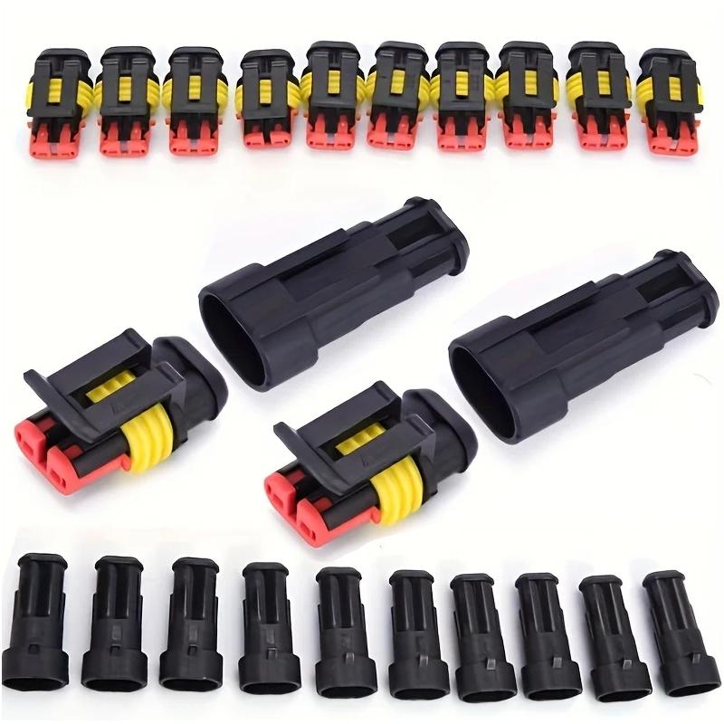 2 Pairs 2 Pin Way Sealed Waterproof Electrical Wire Connector Plug Car Auto Sets
