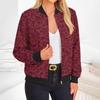 Women's Stylish Long Sleeve Leopard Print Zip-Up Round Neck Jacket for Everyday Wear