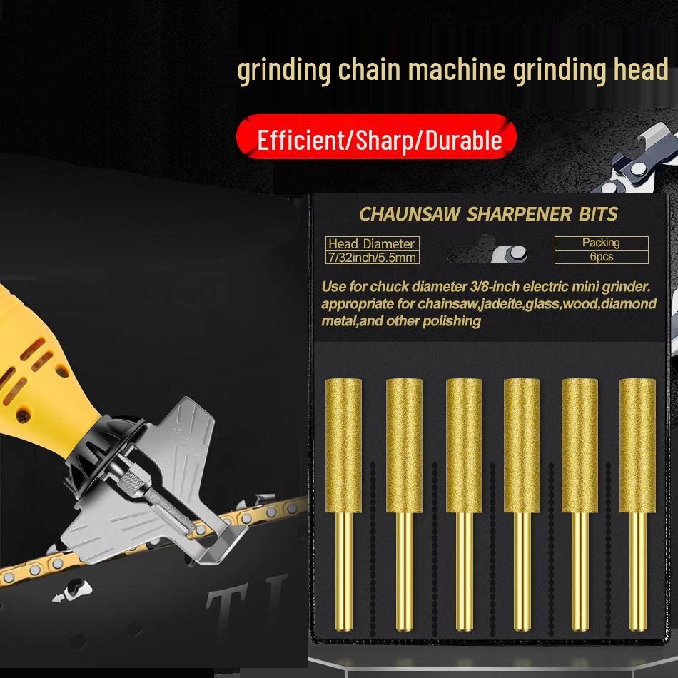Electric Chainsaw Chain Sharpener Set with Abrasive Grinding Heads