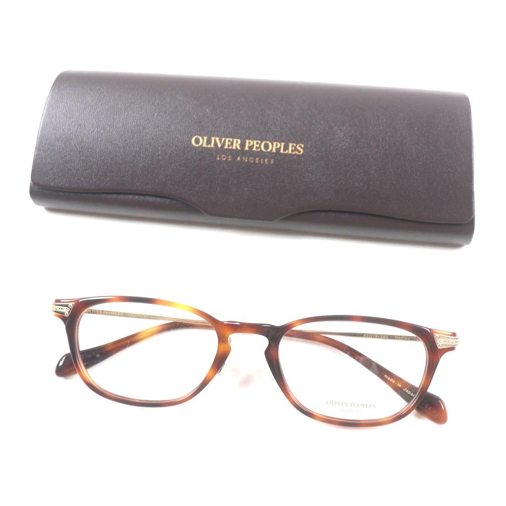 Pristine OLIVER PEOPLES Glasses Hadley DM Pattern Wellington Shape Clear brown mens Used