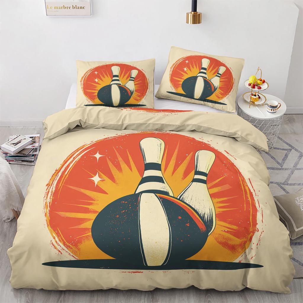 Bowling Pin Ball Lightweight Duvet Cover Sets Bowler Player Unique Gift Idea Twin Full Queen King Size Bedding Bed Sets No Quilt