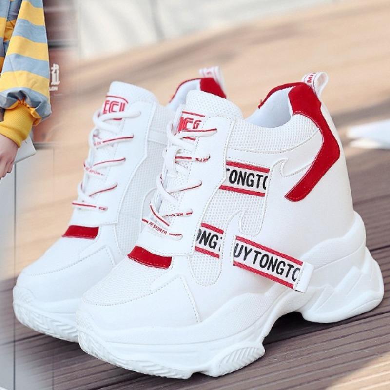 Invisible Platform Inner Height Increasing Women's Shoes 12cm Super High Heels,Korean Version Casual Sneakers,Wedge Women Shoe